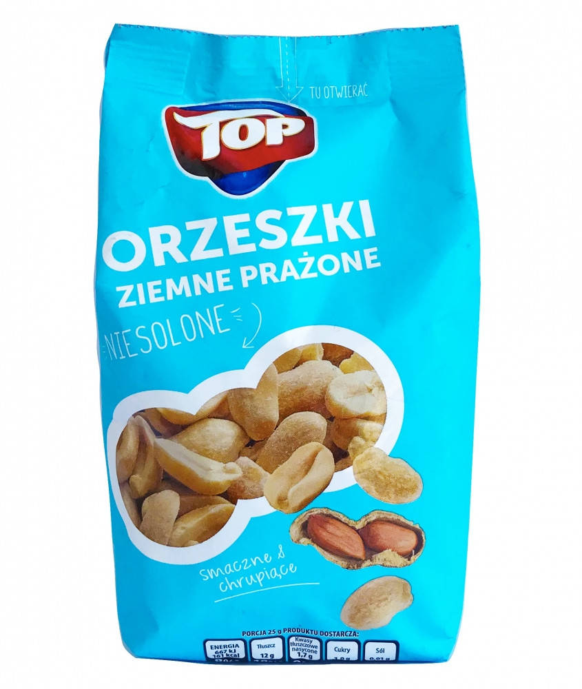 

Арахис несоленый жареный TOP Orzeszki Ziemne, 400г, Польша