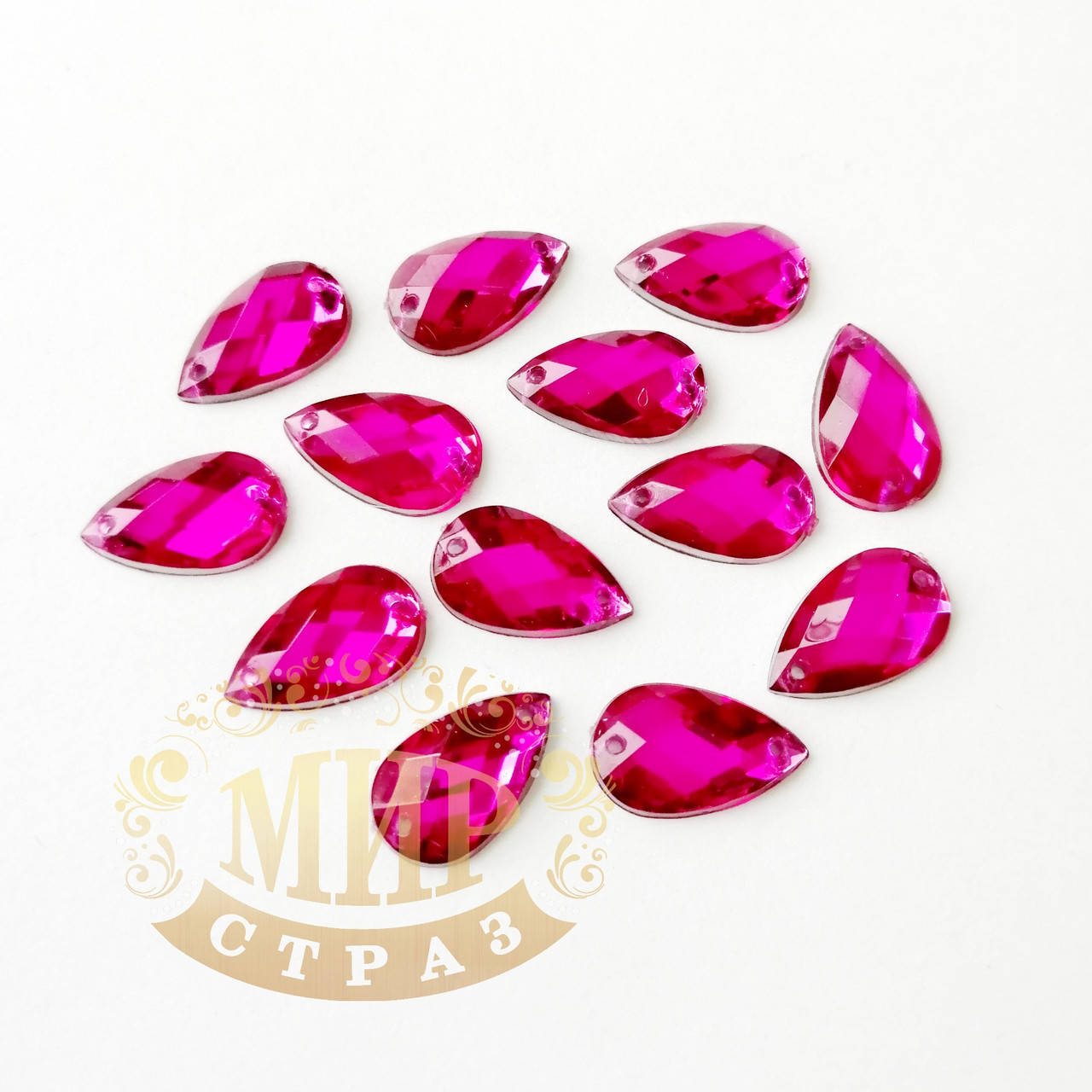 

Нашивные акриловые камни, форма Капля, цвет Fuchsia, 8х13мм, 1шт