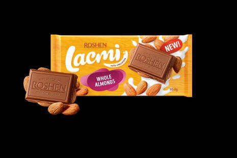 

Шоколад Lacmi молочний з цілим мигдалем Рошен Roshen