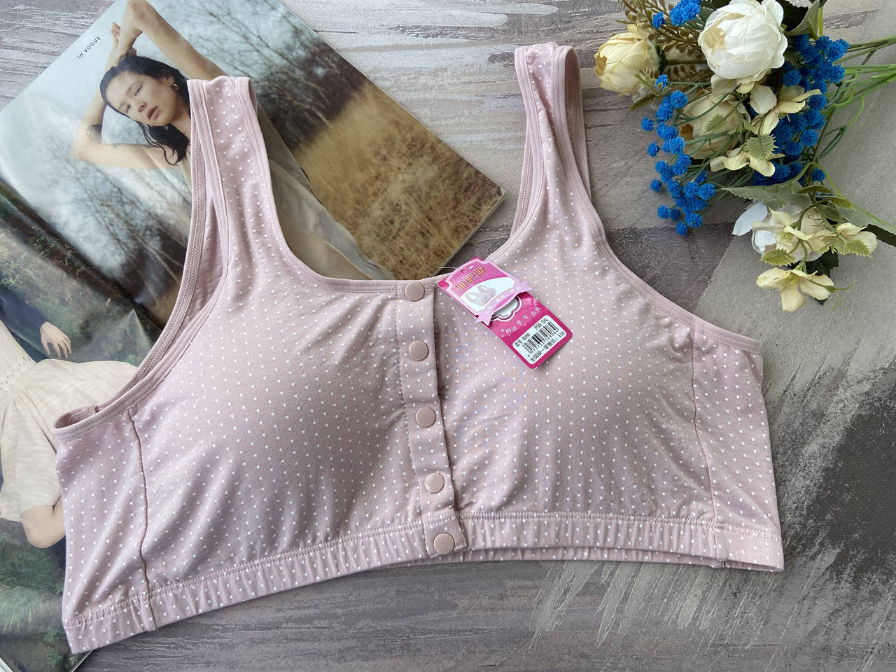 

95/100/105/110/115 В/С/D/Е Розовый хлопковый бесшовный топ на кнопках большого размера без косточек с чашками