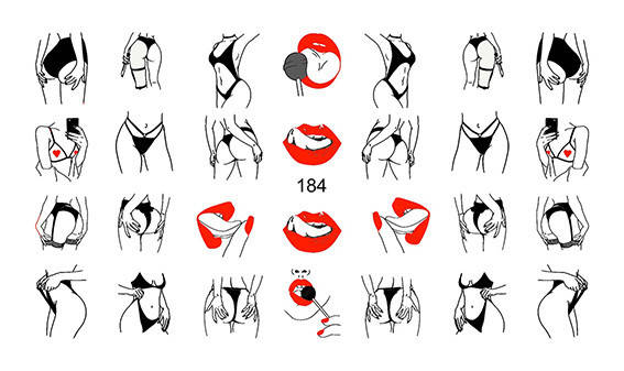 

Слайдер дизайн Водный слайдер дизайн для ногтей с яркой печатью девушки, Разные цвета