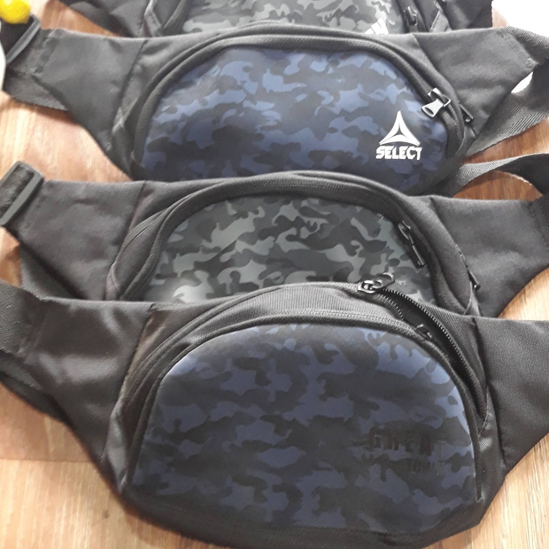 

Бананка наплечная .Сумка на пояс ткань меланж с кожзамом Хит сезона на 2 отделения и карман, Черный