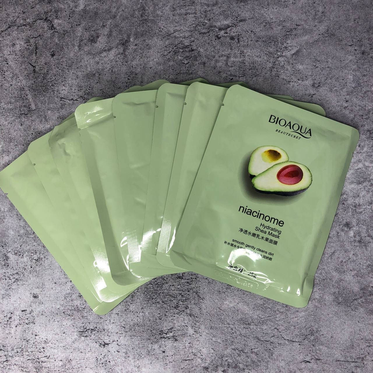 

Тканинна маска для обличчя bioaqua avocado niacinome з екстрактом авокадо 25 g