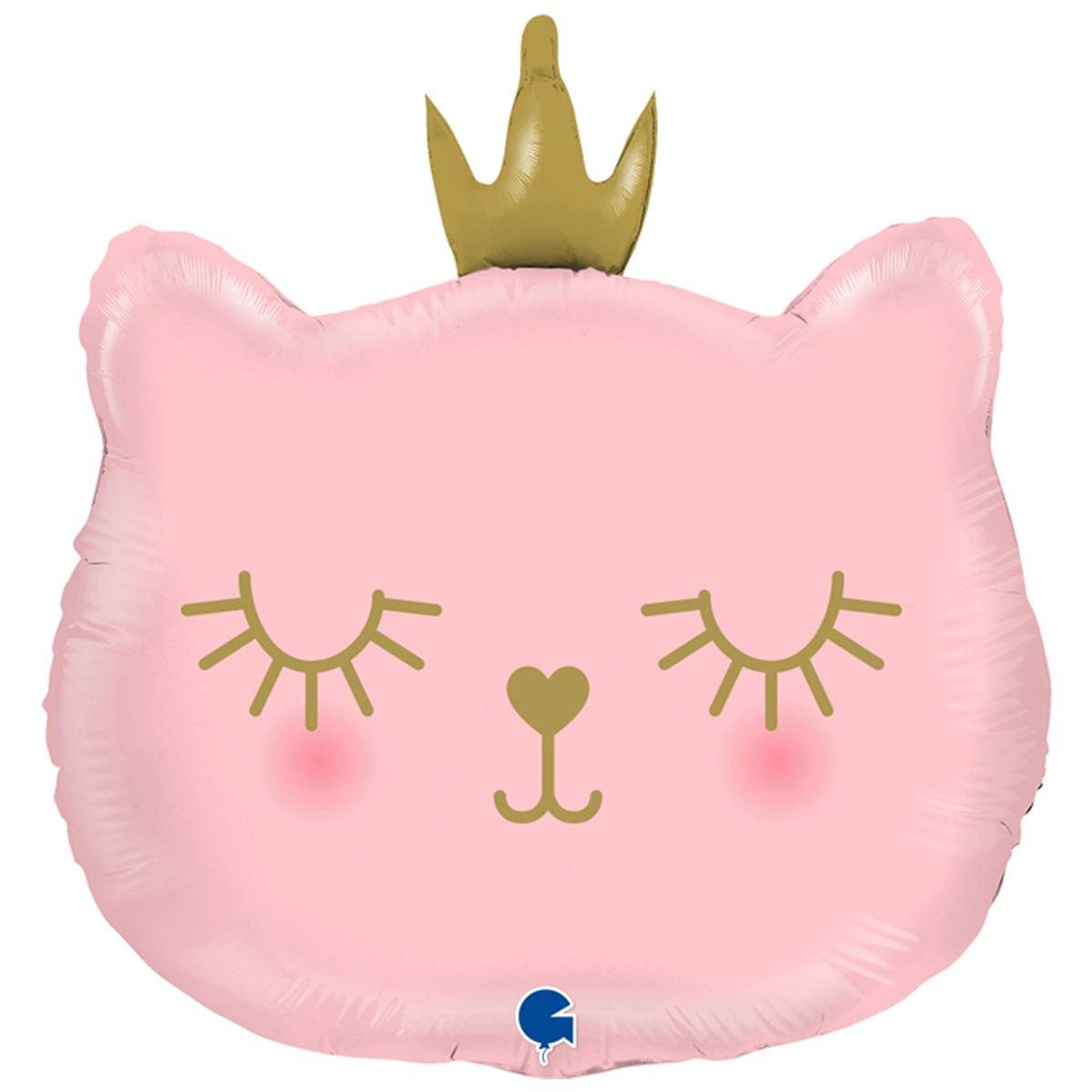 

G 26" Кошечка-принцесса с короной. Шар воздушный фольгированный - В УП, Розовый