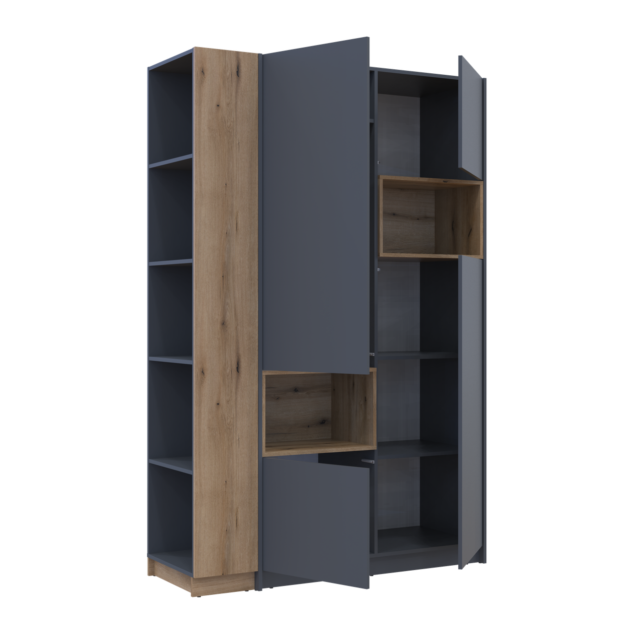 Шафа для одягу з нішею та етажеркою Doros Дейл Графіт/Дуб Евок 2 ДСП 143.2х52х220 (42005154) 9