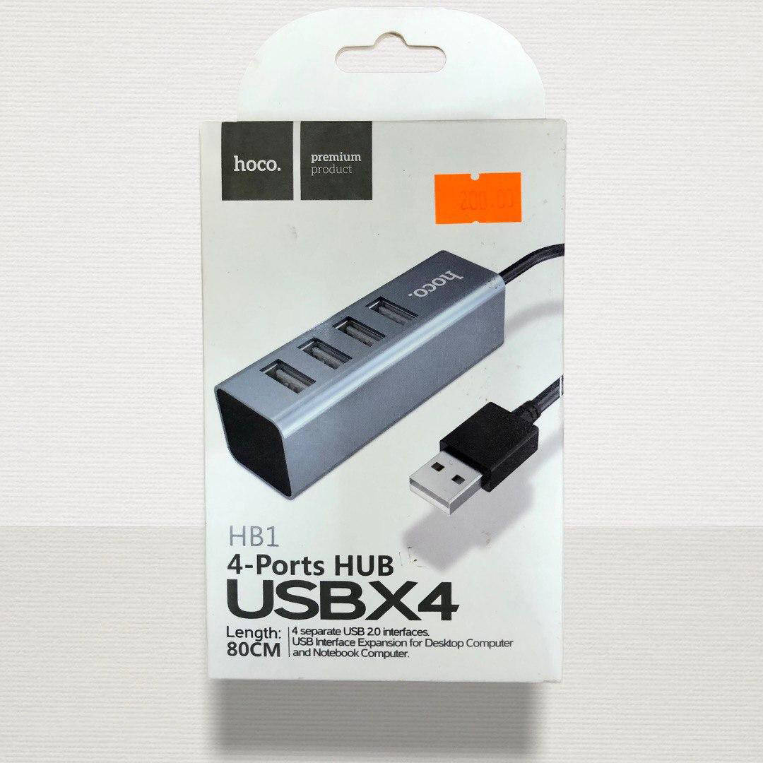 

USB HAB Hoco HB1 на 4 порта серый