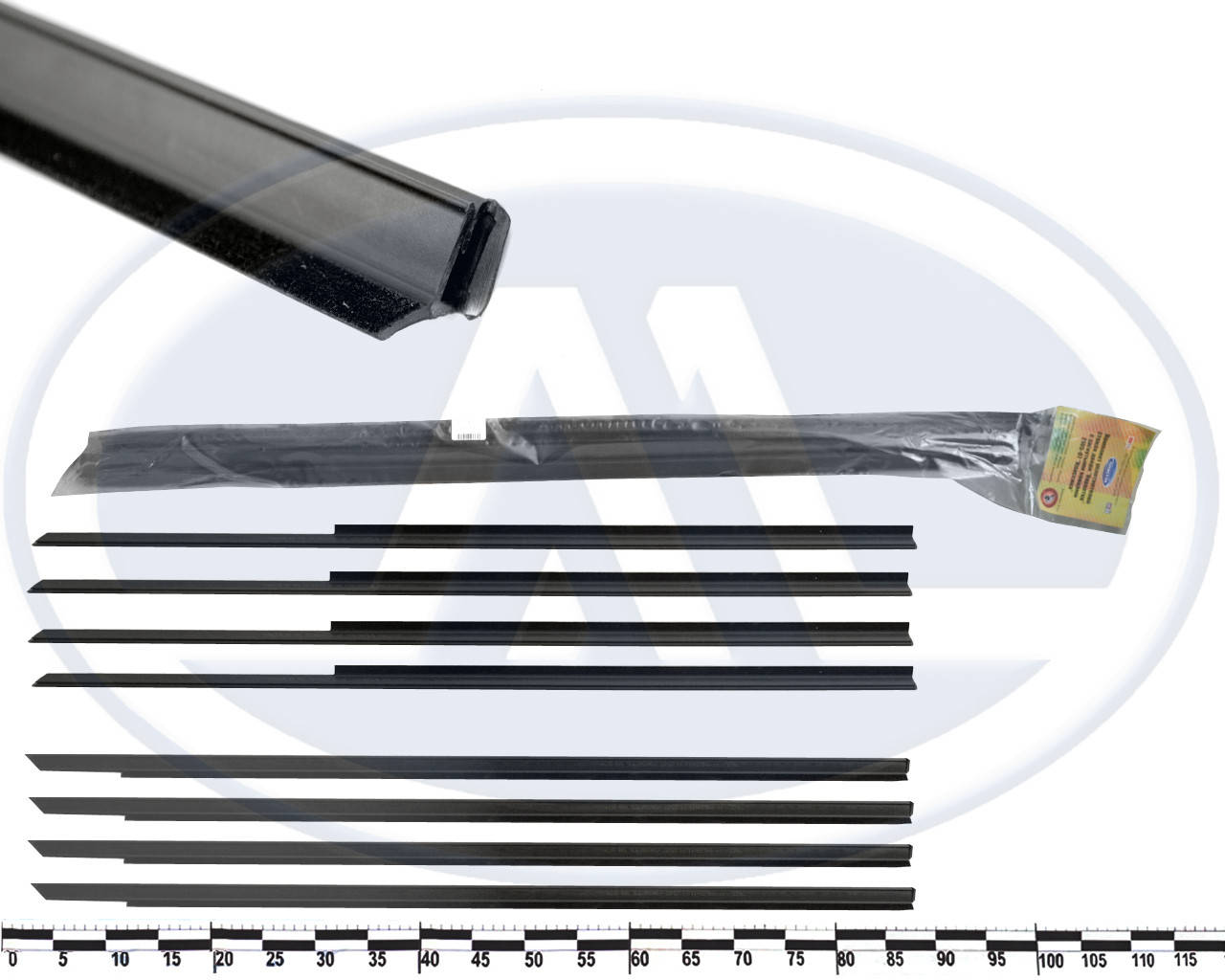 

Уплотнитель опускного стекла двери ВАЗ 2104, 2105, 2107 горизонтальный, загнутые (к-т 8 шт.) "бархотка"