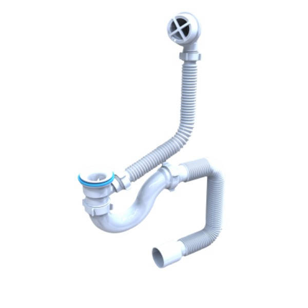 

Сифон для ванны пластмассовый выпуск 1 1/2, L400, 40х50 (SV-01) Santehplast