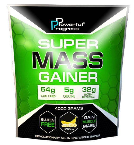 

Високобілковий гейнер Super Mass Gainer Powerful Progress 4 кг банан