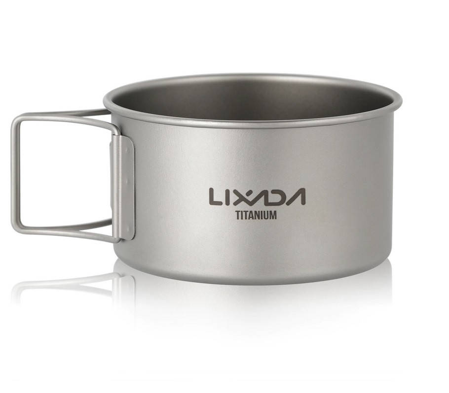 

Титановая тарелка-сковородка Lixada 450ml. Чашка из титана. Титановая кружка., Светло-серый