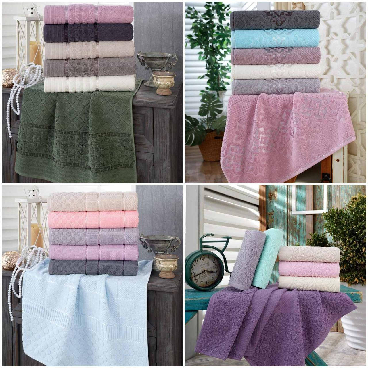 

Набор Жаккардовых Махровых Полотенец Хлопковых Для Лица В Упаковке 6 шт Размер 50*90 см Турция Gulcan, Разные цвета