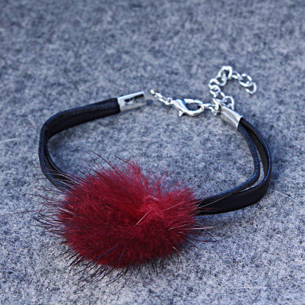 

Браслет кожзам темно Бордовый нат. мех