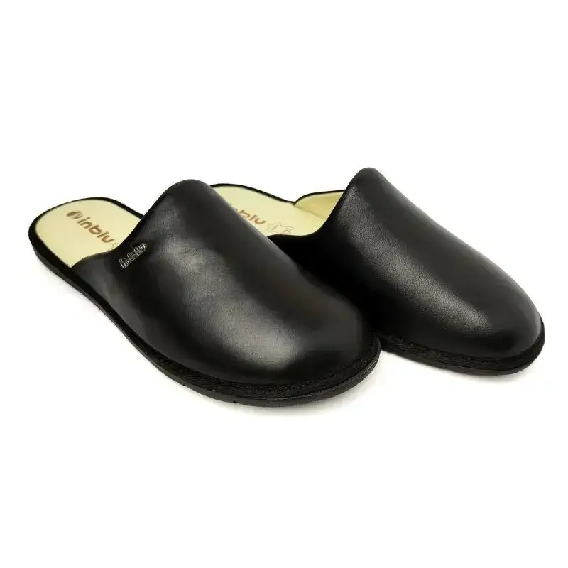 

Домашние мужские тапочки кожаные Inblu комнатные черные 91-7D 44 (28,5 см)