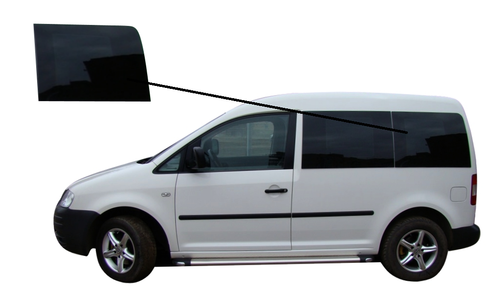 

Боковое стекло Volkswagen Caddy 2004-2015 заднее левое панорамное