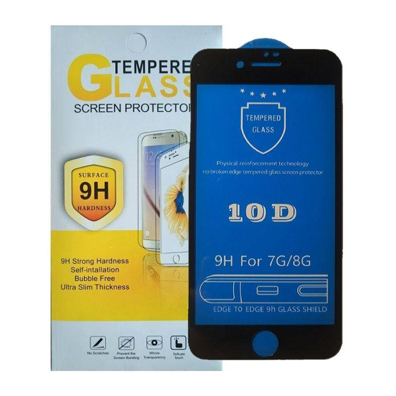 

Защитное стекло iPhone 7 / 8 черное 10D на весь экран, Черный