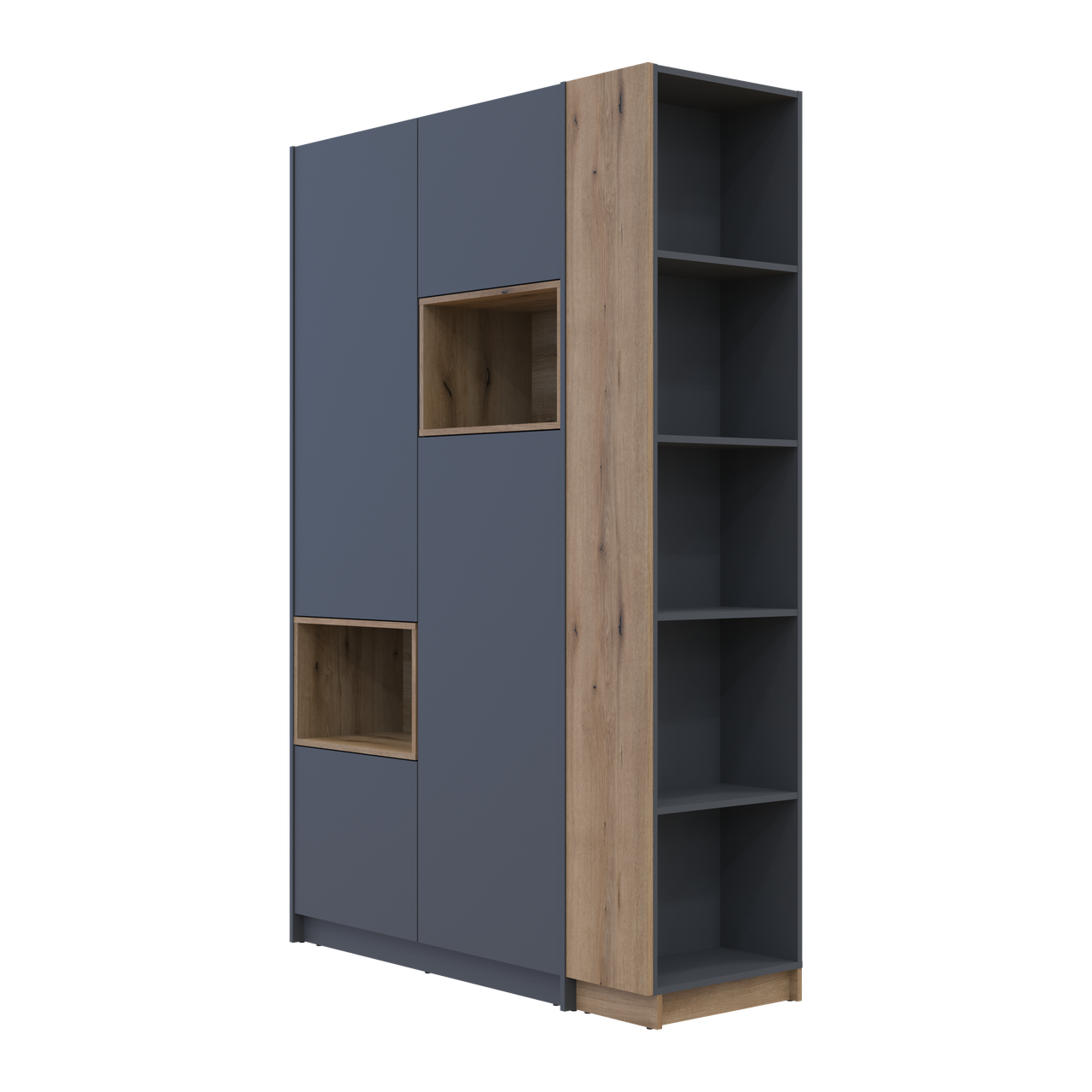 Шафа для одягу з нішею та етажеркою Doros Дейл Графіт/Дуб Евок 2 ДСП 143.2х52х220 (42005154) 5