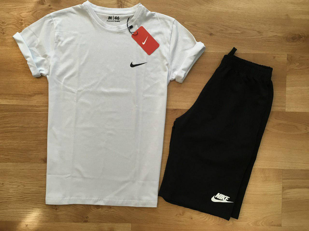 

Мужской комплект футболка + шорты Nike белого и черного цвета
