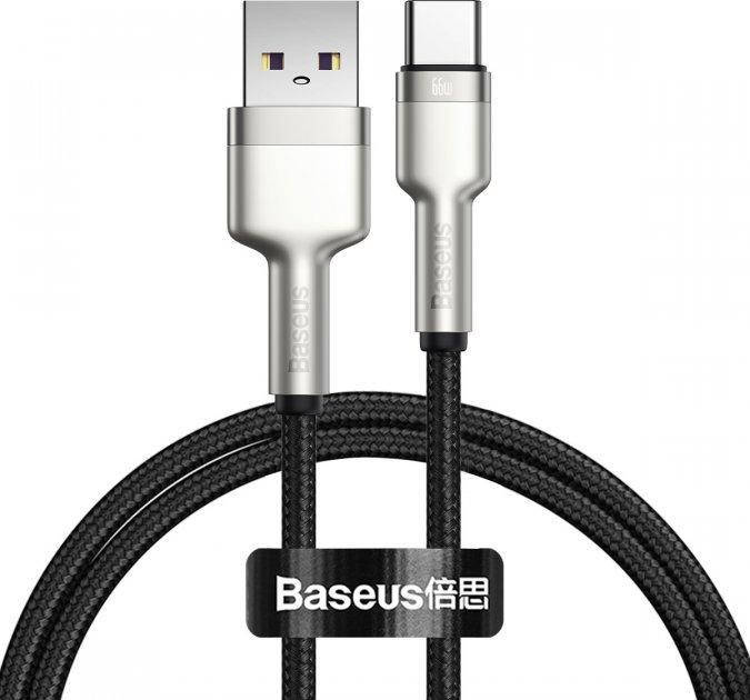 

Кабель Baseus Cafule Series Metal Data Cable USB to Type-C 66W 1m Black, Черный