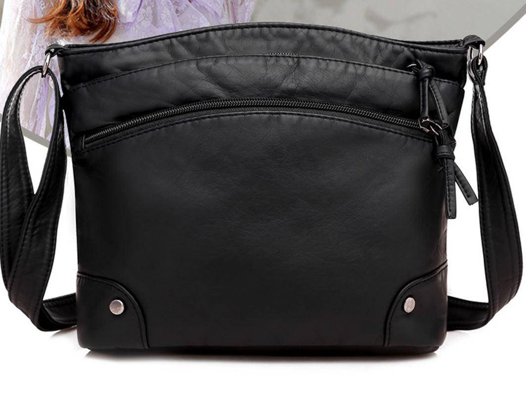 

Сумочка женская черная маленькая кросс-боди прямоугольная через плечо повседневная мягкий кожзам полиуретан, Черный