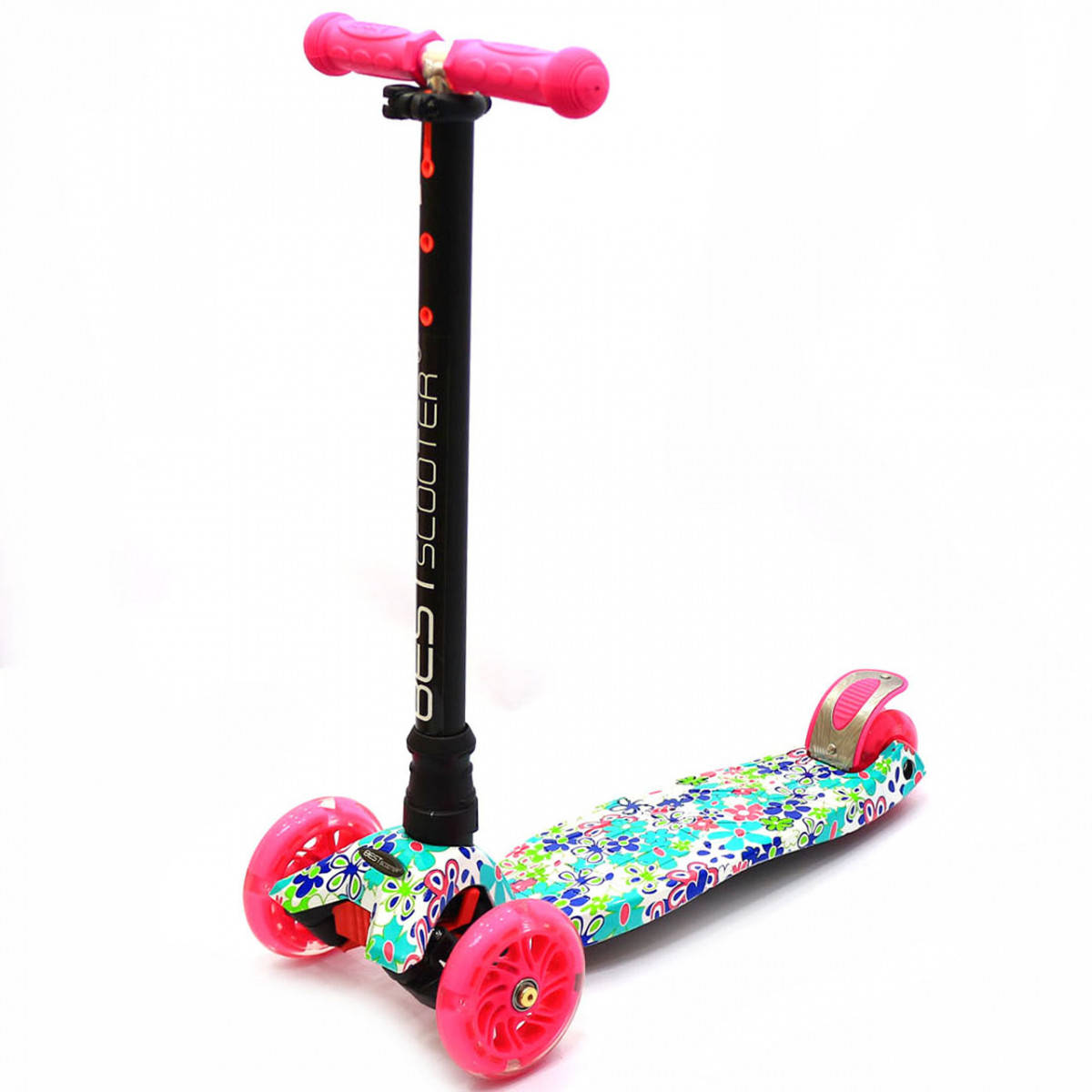 

Самокат трехколесный детский MAXI Best Scooter пластмассовый, 4 колеса PU, СВЕТ d=12см (779-1333), Разные цвета
