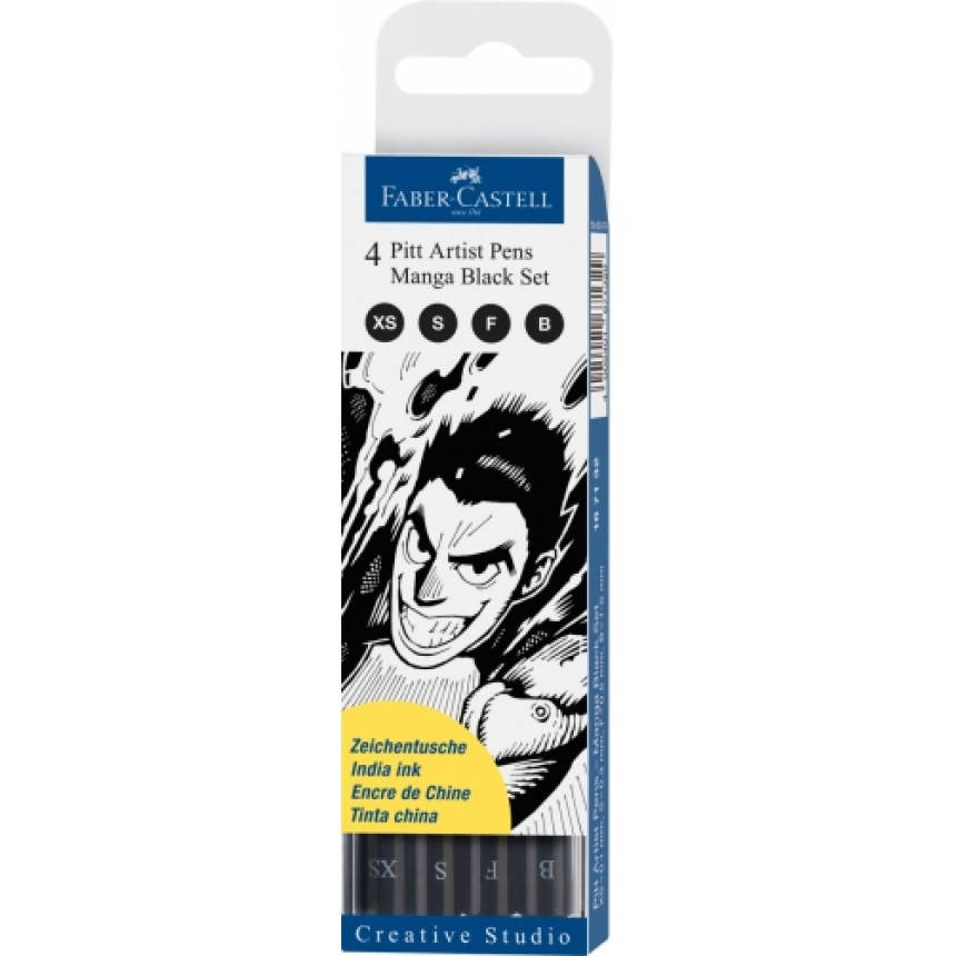 

Набор PITT Faber-Castell artist pen 4 черных цвета (XS,S,F,B)