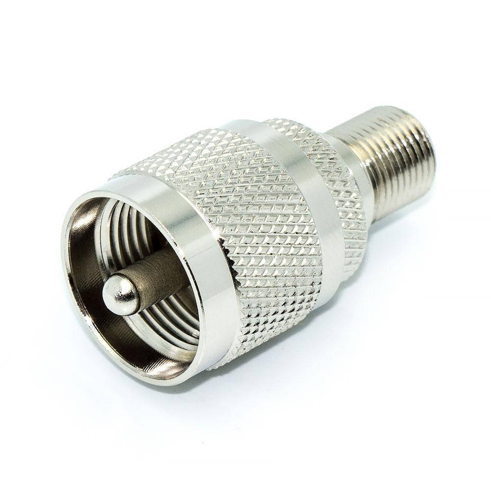 

Переходник UHF, штекер UHF, PL-259 - гнездо F, корпус латунь