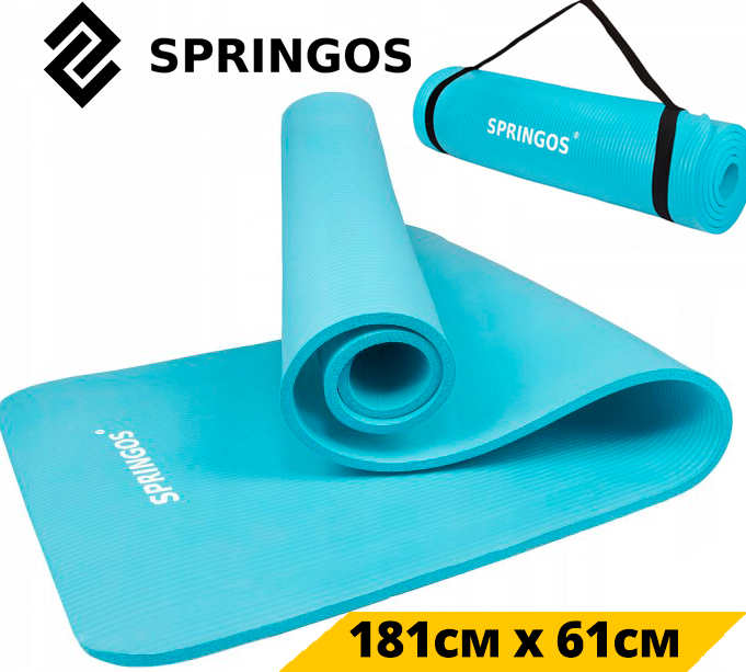 

Коврик (мат) для йоги и фитнеса Springos NBR 1 см YG0033 Sky Blue фитнес коврик