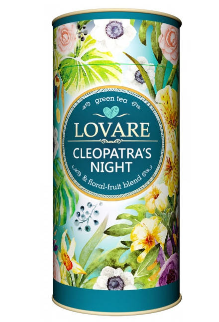 

Lovare чай зеленый листовой Cleopatra's Night с ананасом, яблоком, лепестками 80 г в подарочной упаковке