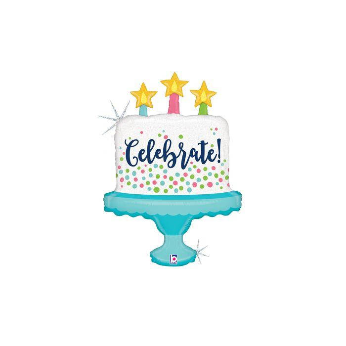 

BT 33" Celebrate B'day Cake. Фольгированный шар праздничный торт - В УП, Разные цвета