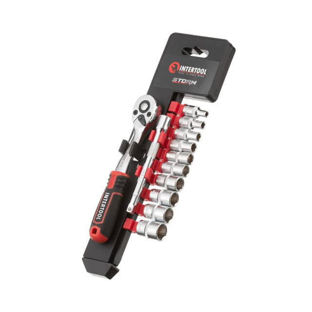 

Набор головок 1/4" 4-13 мм.,72 зуба, 12ед., Cr-V STORM Intertool ET-8012