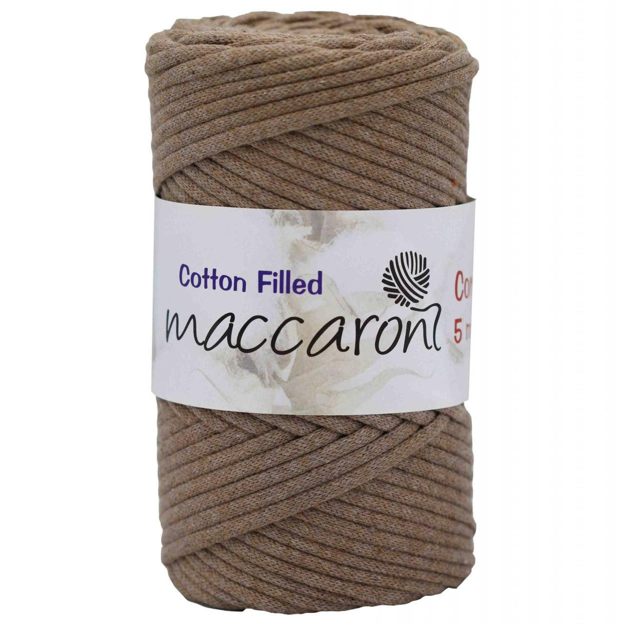 

Хлопковый шнур Cotton Filled Maccaroni с сердечником 5 mm ,кофе с молоком, Капучино