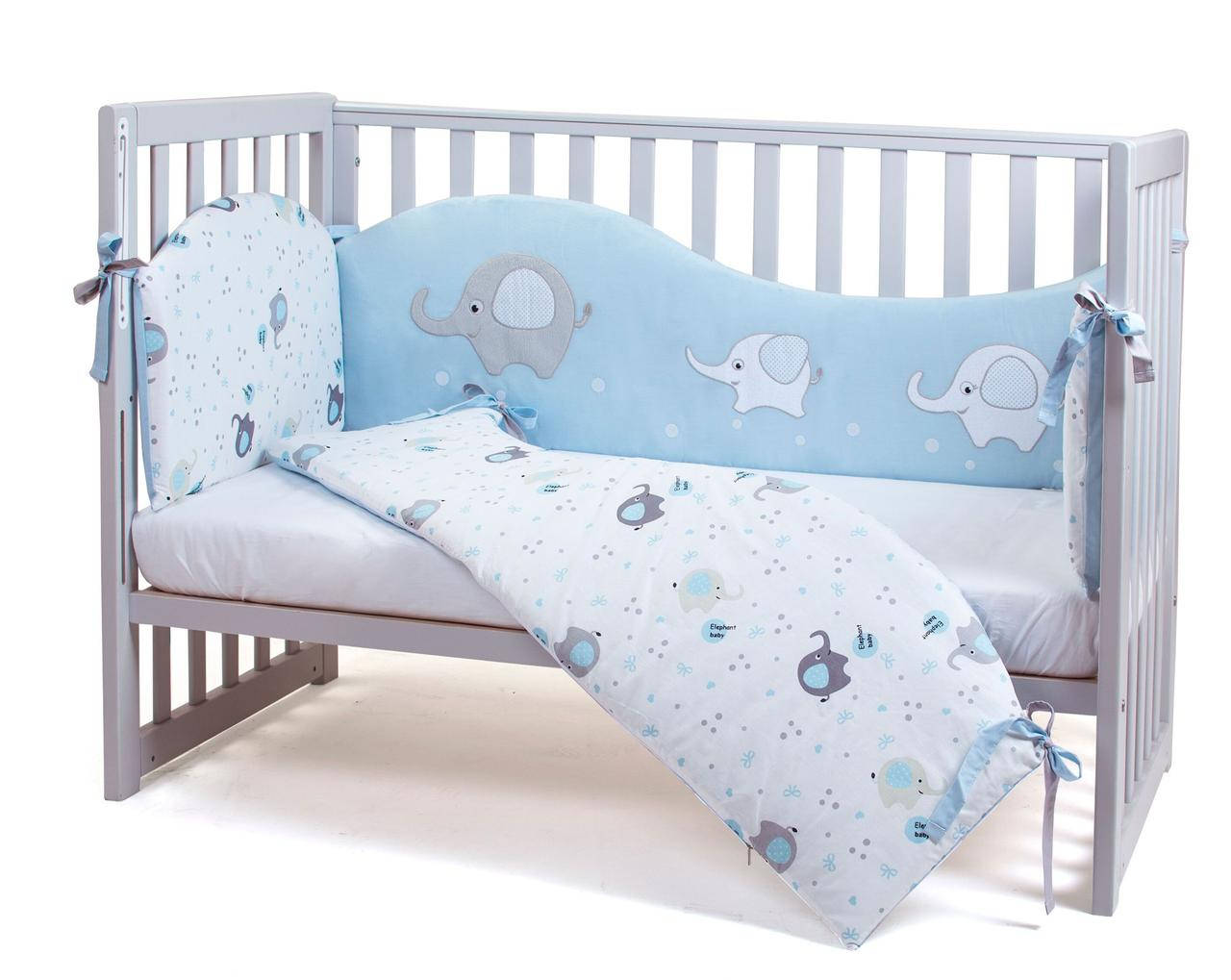 

Защита в кроватку Veres Elephant family blue