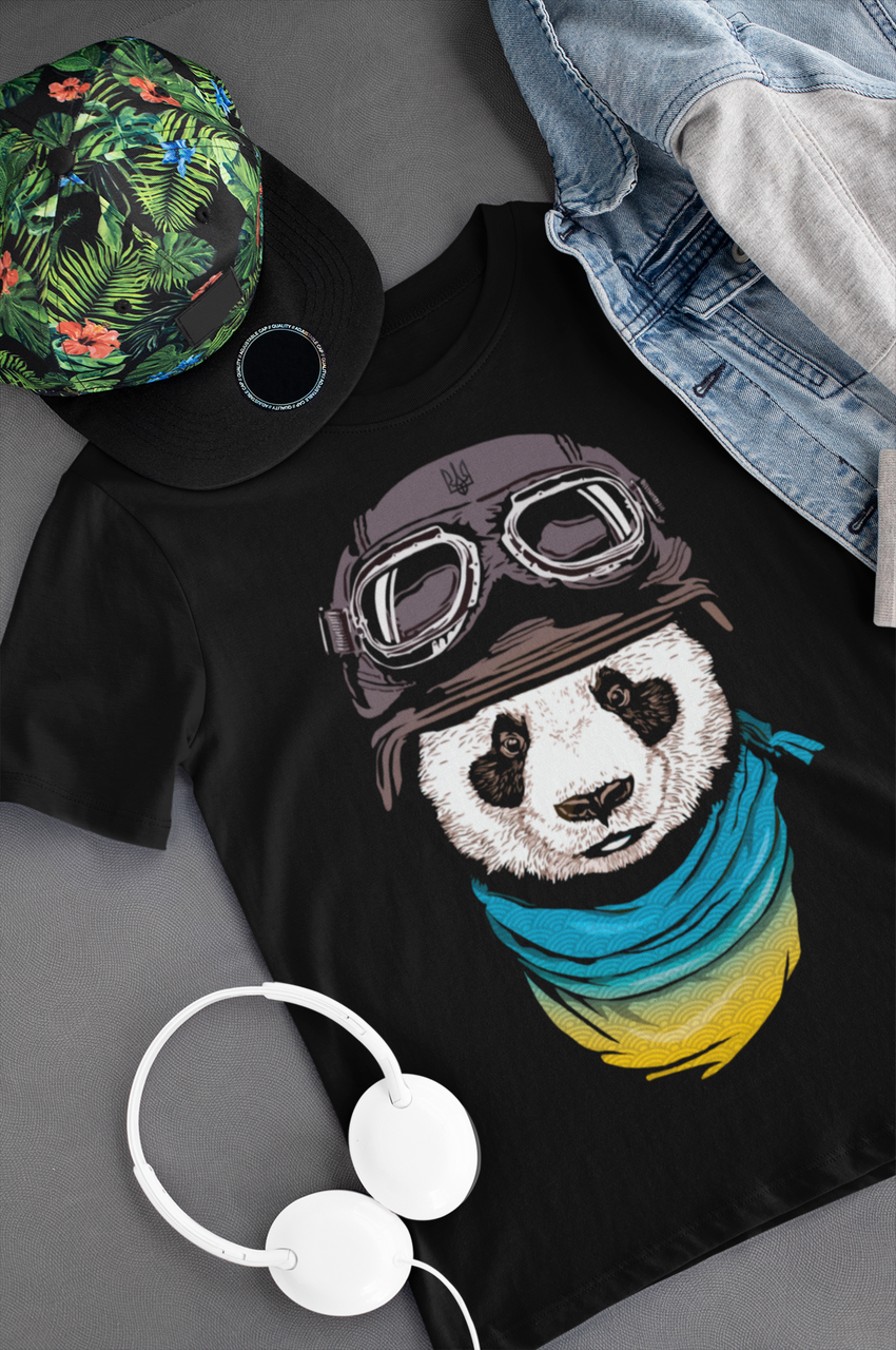 

" Байкер панда " футболка з оригінальним принтом " Ukr panda T-shirt " L
