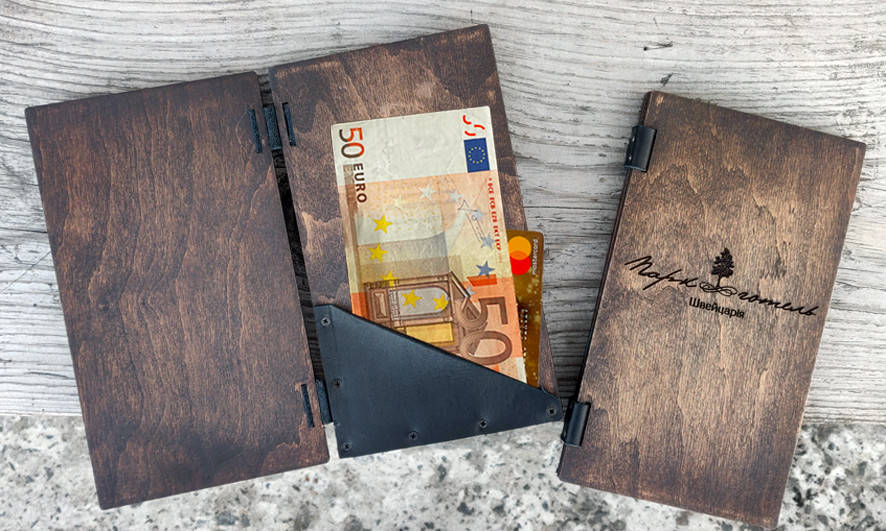 

Счетница деревянная с карманом (логотип - на заказ) | Era Creative Wood, Коричневый