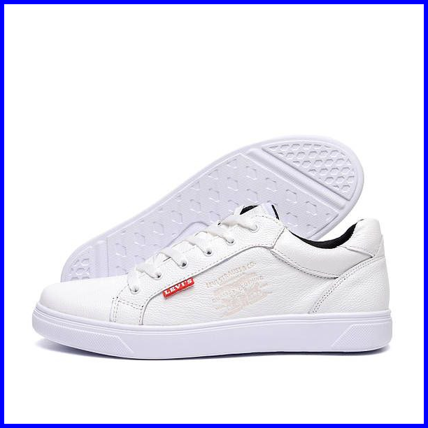 

Мужские кожаные кеды из натуральной кожи Levis White, Белый