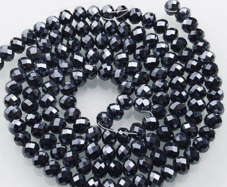 

Бусины хрустальные (Рондель) 4х3мм пачка - 135-145 шт, цвет - графитовый (сп7нг-6582)