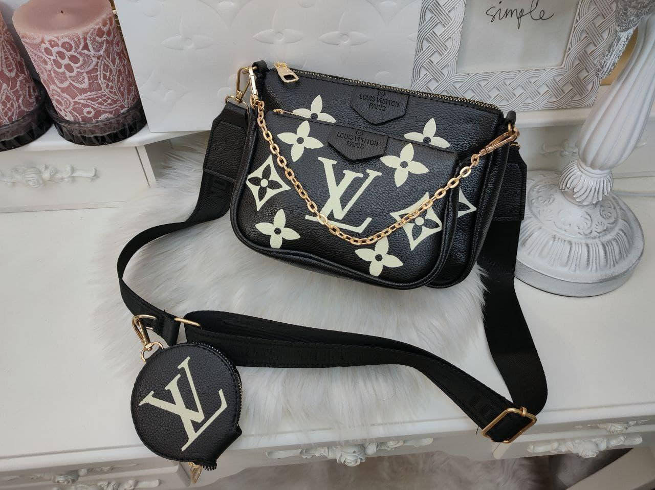 

Сумка черная женская Louis Vuitton Multi Pochette 3в1 Клатч Сумочка Луи Витон Кросс-боди, Черный