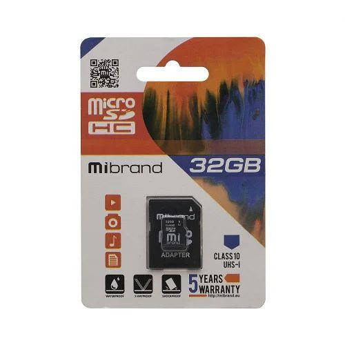 

Карта Памяти Mibrand MicroSDHC 32gb 10 Class & Adapter