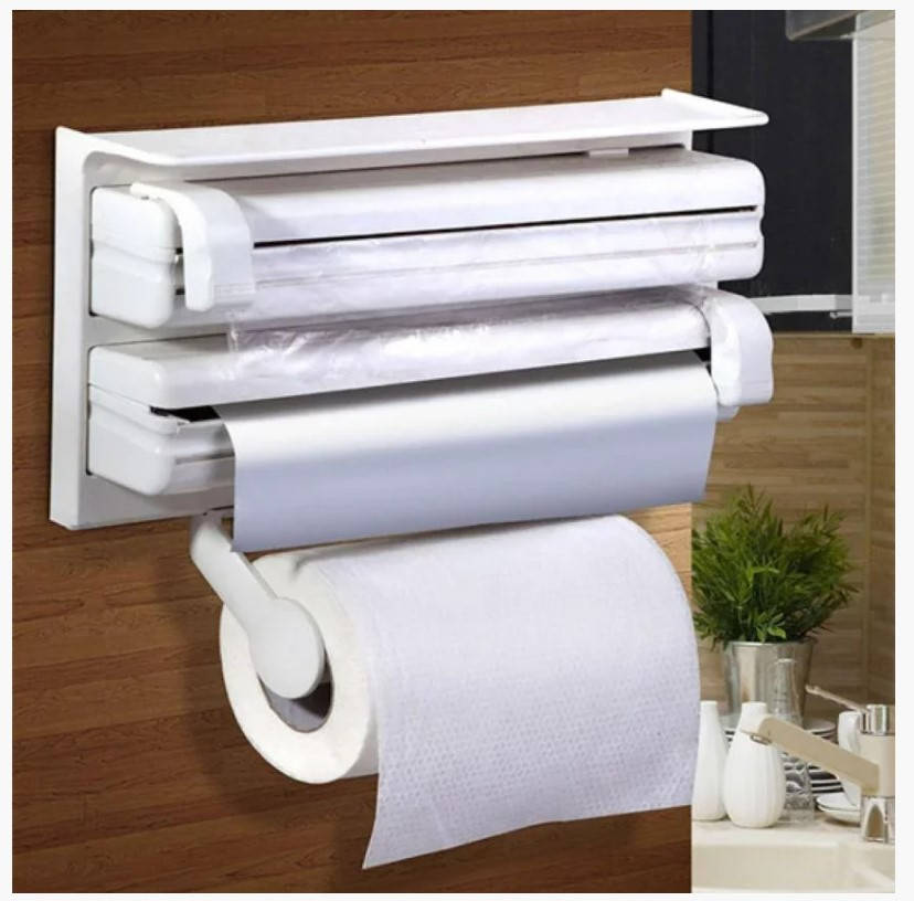 

Кухонный тройной держатель Triple Paper Dispenser 3 в 1 для бумажных полотенец пищевой пленки и фольги