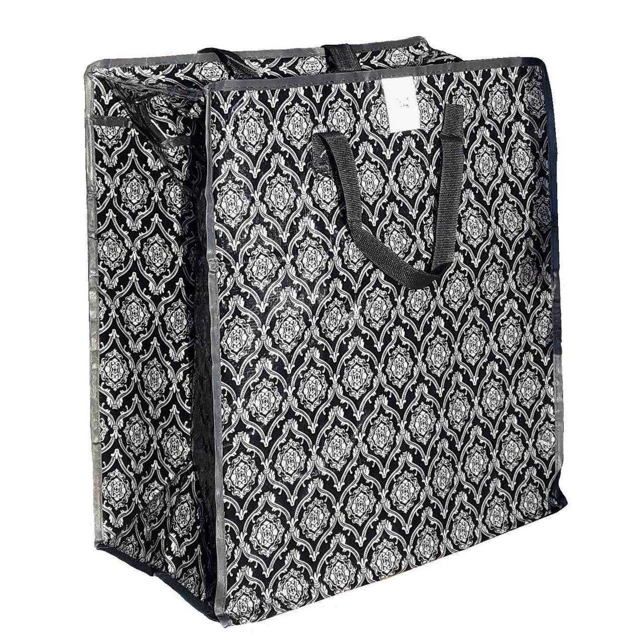 

Сумка хозяйственная Damask black №3 полипропиленовая с замком 50х45х25 см, Черный