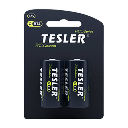 

Батарейки R14 С солевые, батарейки мини бочка C Tesler - 2 шт, блистер