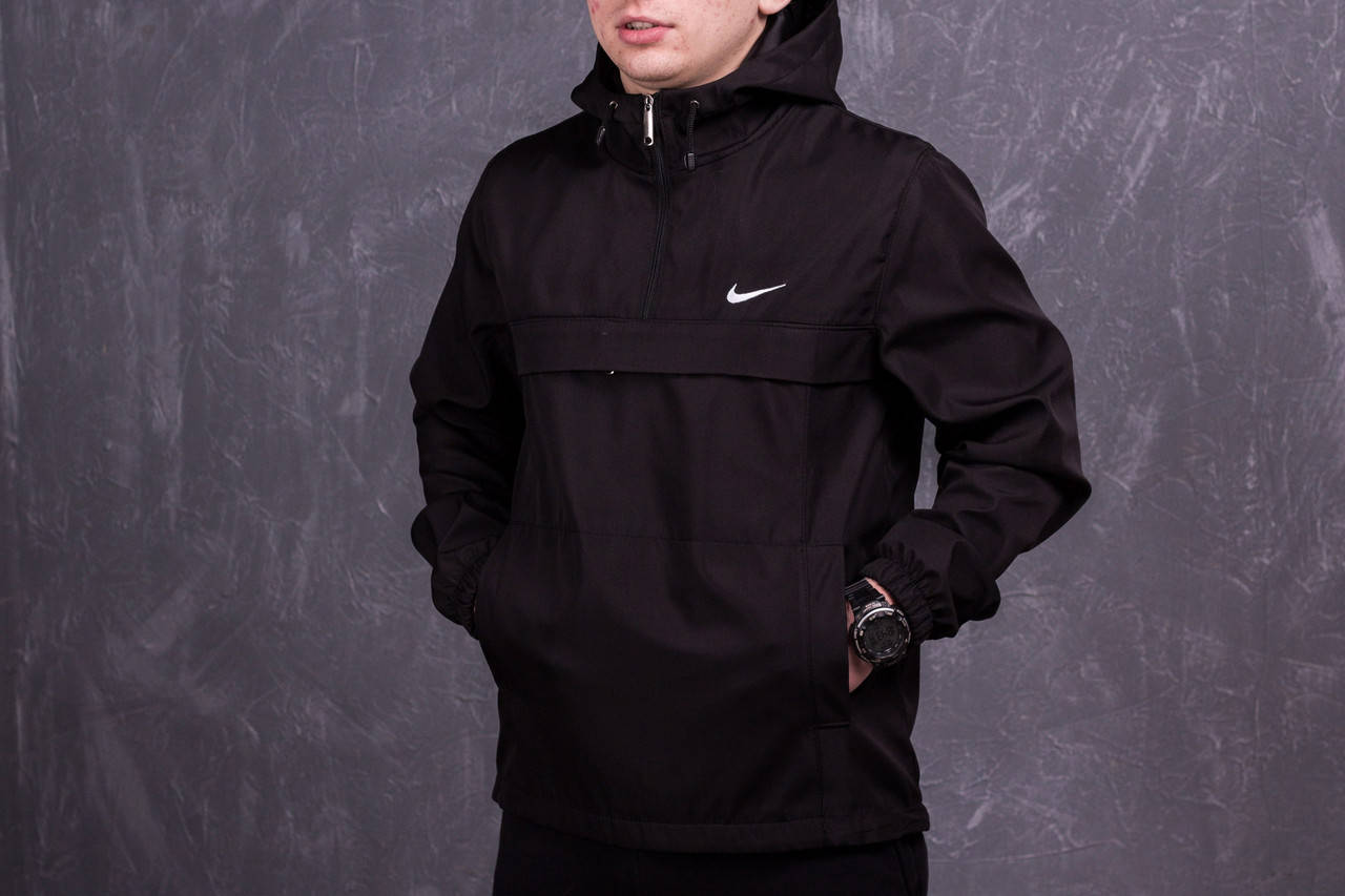 

Анорак Nike мужской, куртка спортивная, ветровка весенняя, осенняя черный
