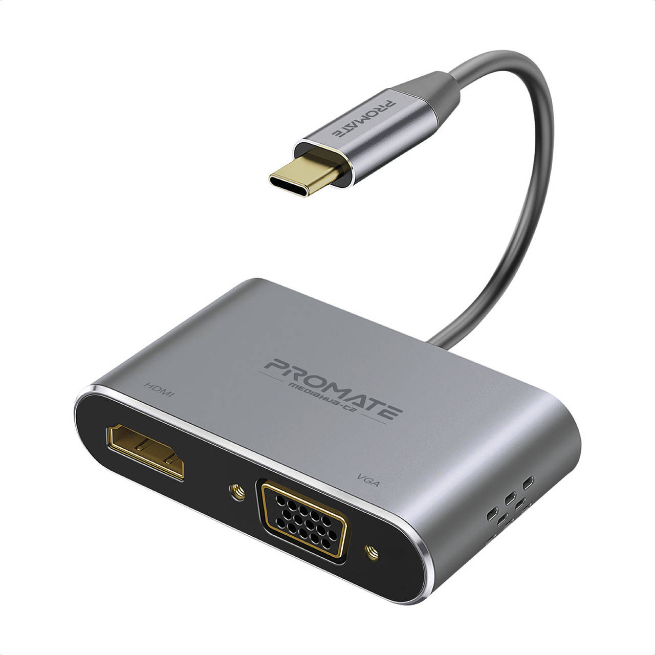 

USB-C хаб 2-в-1 Promate MediaHub-C2 HDMI/VGA Grey