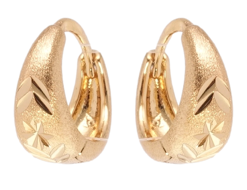 

Серьги Xuping Позолота 18K колечки "Декоративный орнамент насечками с шагренью"