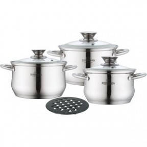 

Набор кухонной посуды Bohmann с крышками и подставкой. Кастрюли из нержавейки для индукционной плиты ВН 70114