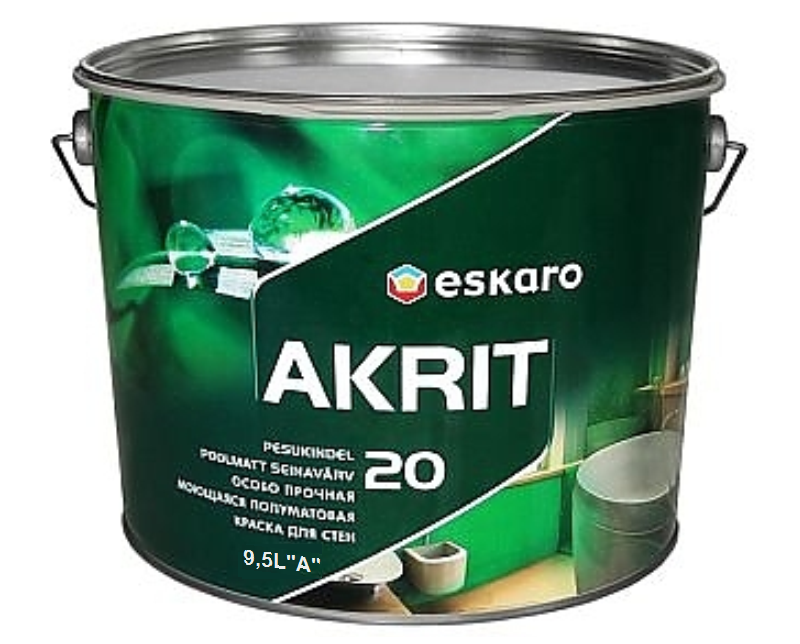 

Интерьерная краска для стен ESKARO AKRIT 20 белая 9,5л, Белый