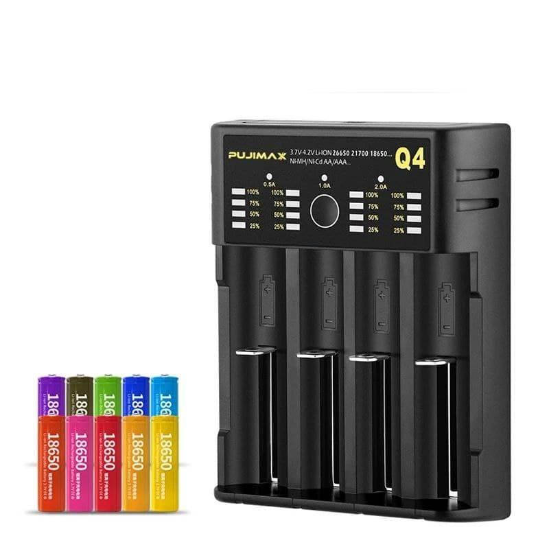 

Умное зарядное устройство Pujimax Q4 AA, AAA, 18650, 26650, 10440, 16340, 17500 и др.NiMH