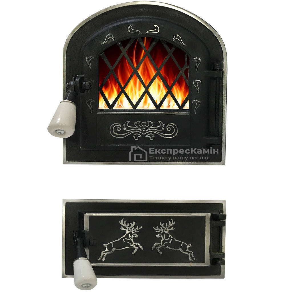 

Дверцы печные со стеклом " Ralf" 250x280 Чугунная дверка для печи барбекю