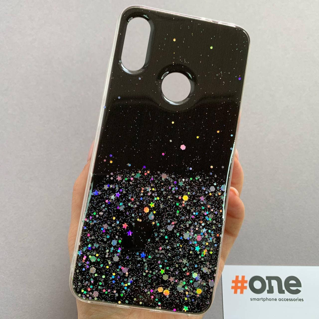 

Чехол для Xiaomi Redmi Note 7 накладка блестящая со звездочками чехол на телефон сяоми нот 7 черный R5U
