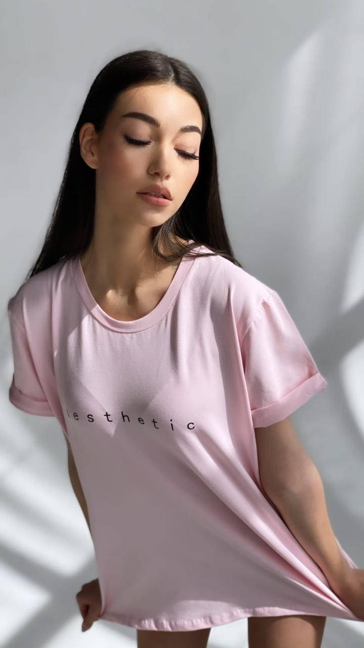 

Футболка женская полубатальная *Aesthetic*, размер 42-46 "BARBARA" недорого от прямого поставщика, Пудровый